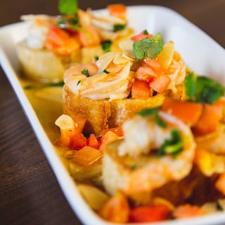Rustic Bruschetta Scampi.