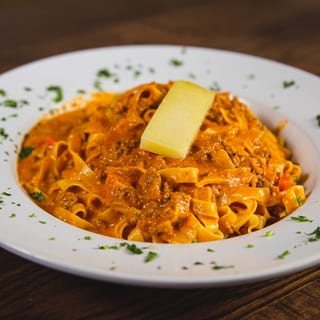 Fett Bolognese-Lunch.