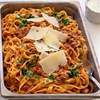 Half Tray Fettucine Bolognese
