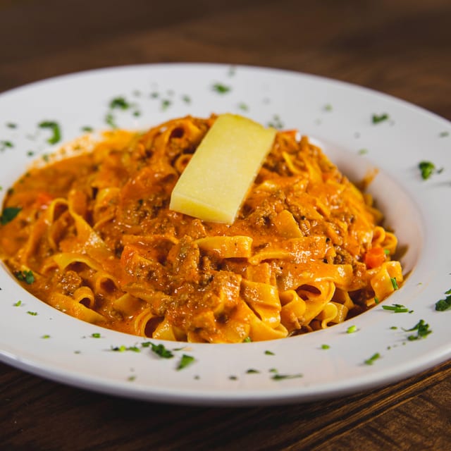 Full Tray Fettucine Bolognese.