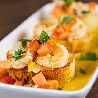 Rustic Bruschetta Scampi.