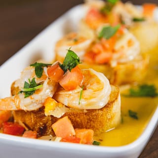 Rustic Bruschetta Scampi.