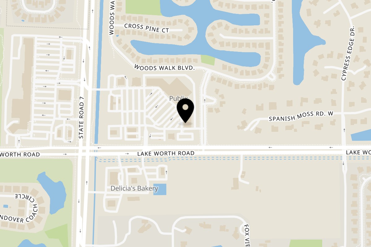 Map showing the location of Cucina Moderna Lake Worth on 9835 Lake Worth Rd #4 in Wellington